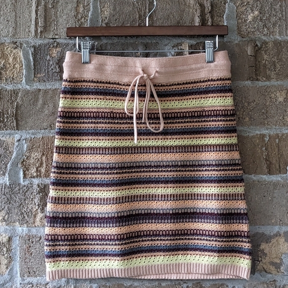 Ghanda Dresses & Skirts - NWOT Ghanda Crochet Striped Mini Skirt Size Small